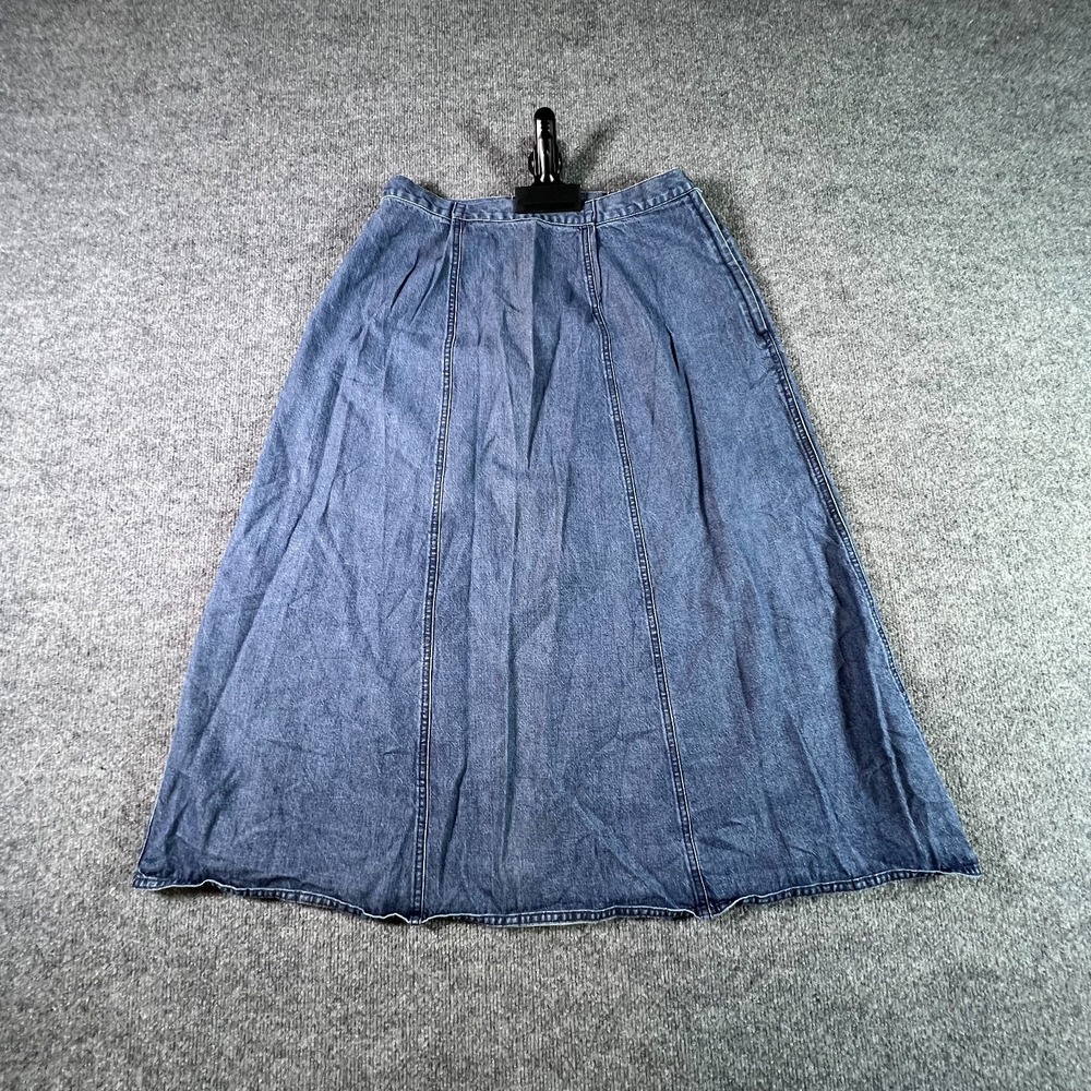 L.L. Bean A-Line Skirt Womens 10 Blue Tencel Denim Preppy Business Career Oxford